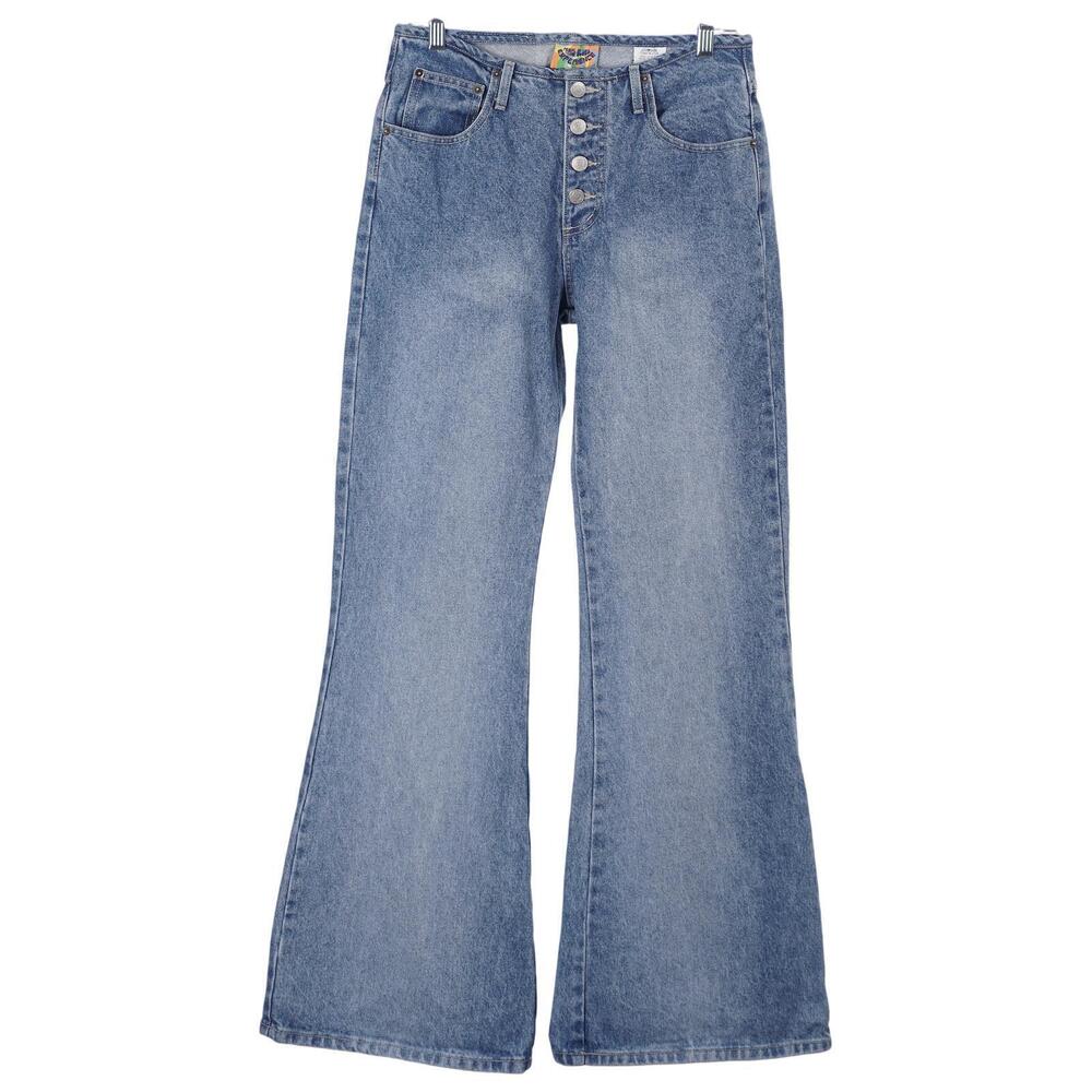 Paris Blues Vintage Jeans 7 28 Waist Blue Flare Bell Bottom Button Fly 90s Y2K